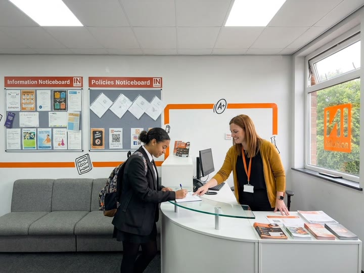 A student being welcomed at an Intuition Centre reception
